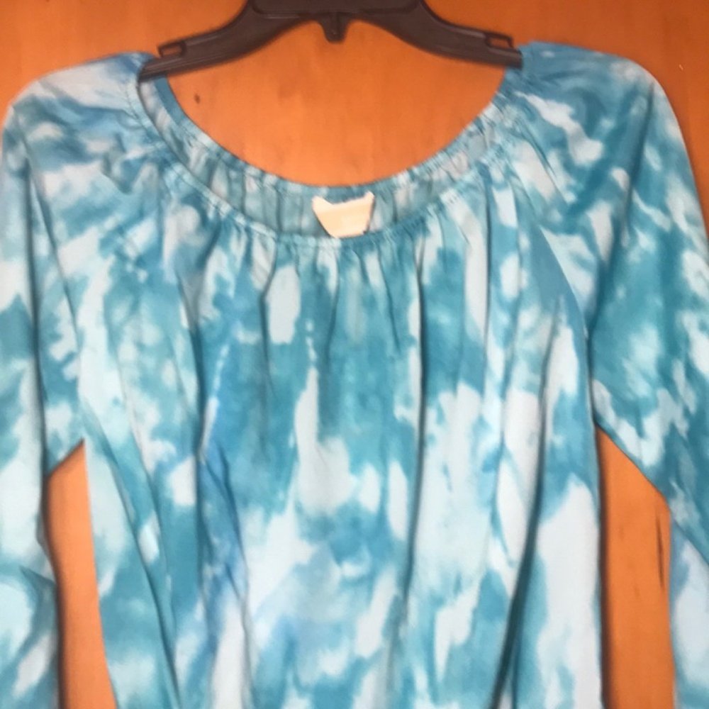 🦋MICHAEL KORS🦋AQUA BLUE TIE DYE BLOUSE🦋 - Picture 7 of 9